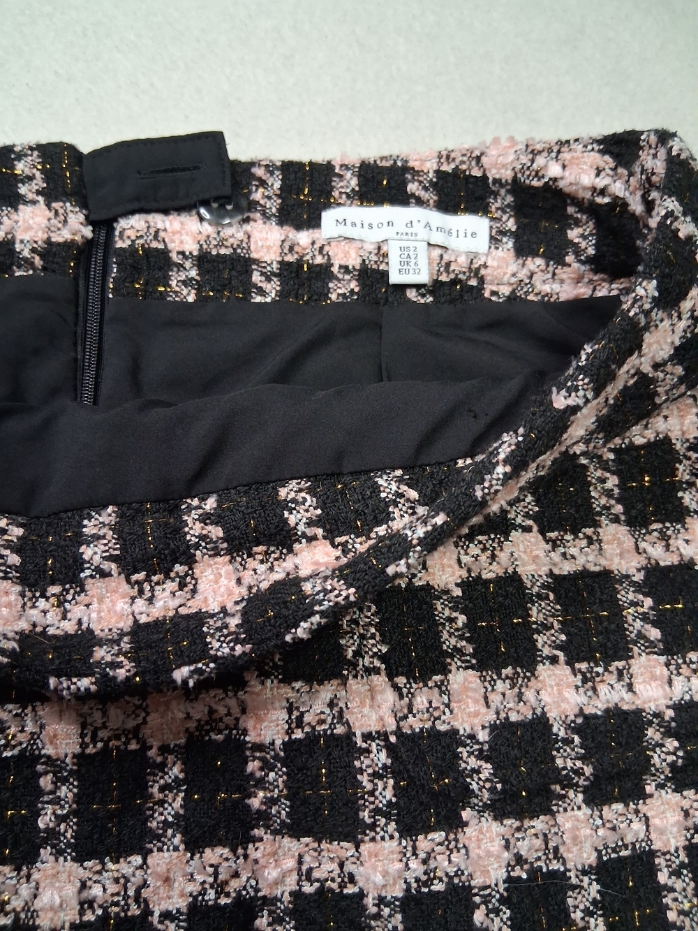 Checked Bouclé Mini Skirt in Pink and Black - Picture 8 of 8